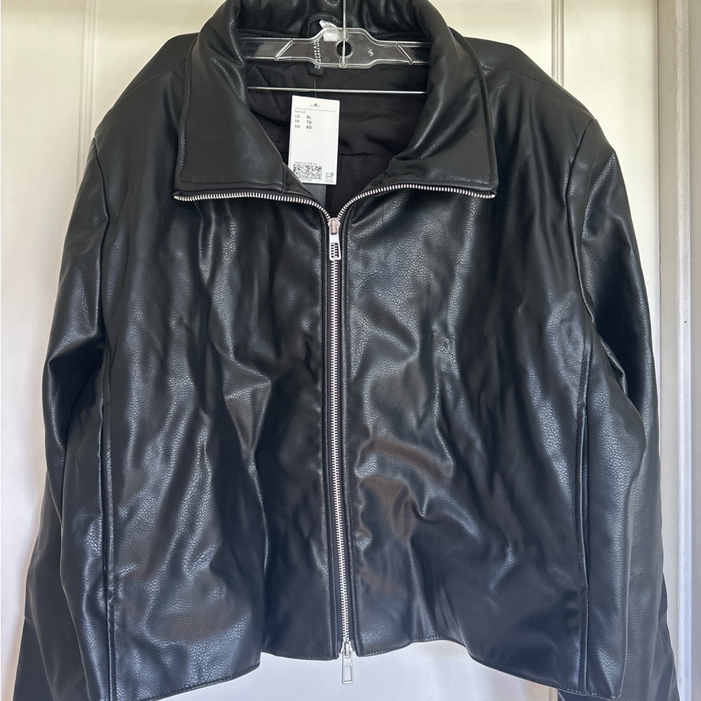 H&M Vegan Leather Jacket in Black